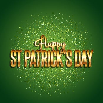 St Patrick's Day background with gold text on glitter