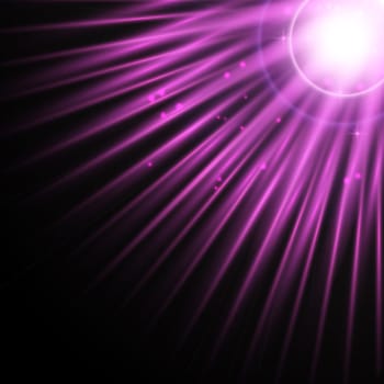 Purple sunrays background design with sparkling lights