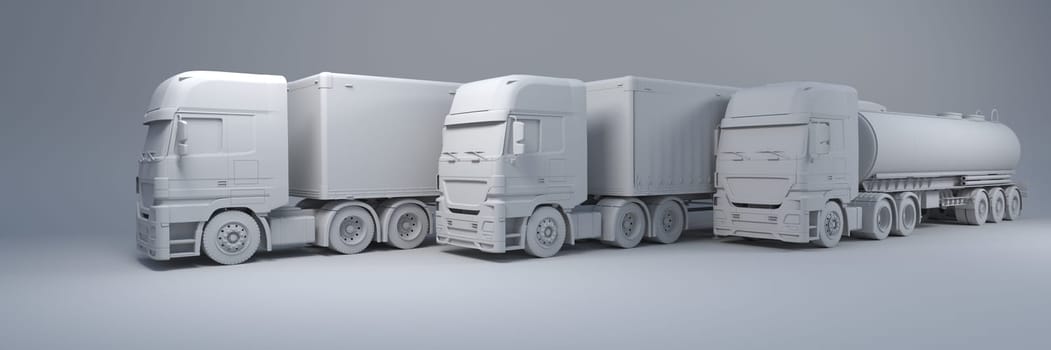 3D Render of a Cargo Delivery Vehicle Fleet