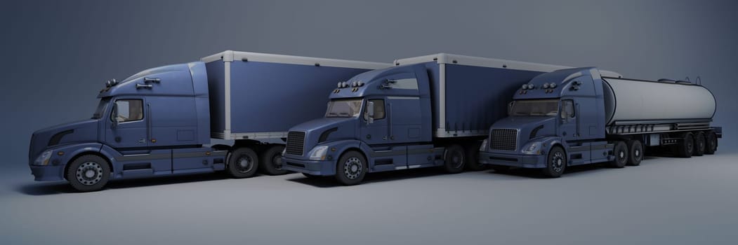 3D Render of a Cargo Delivery Vehicle Fleet