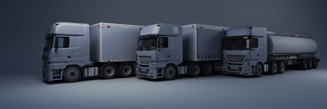 3D Render of a Cargo Delivery Vehicle Fleet
