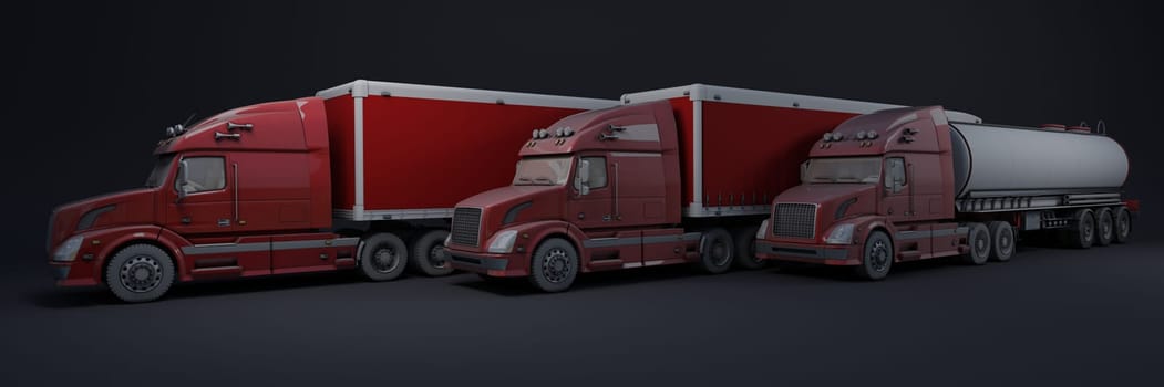 3D Render of a Cargo Delivery Vehicle Fleet