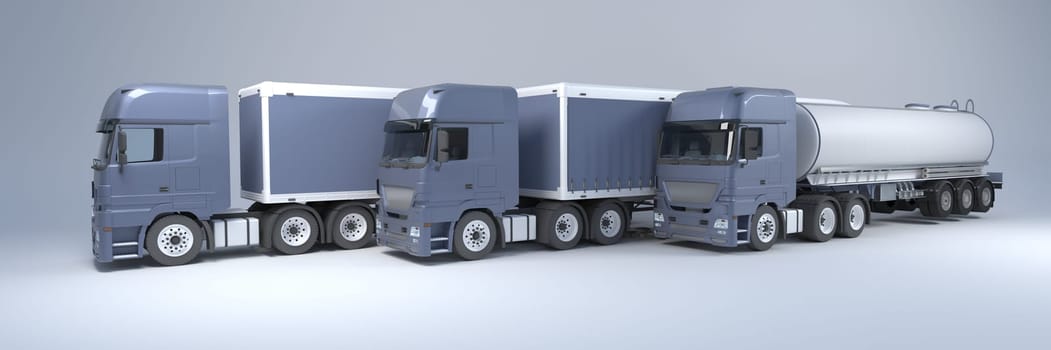 3D Render of a Cargo Delivery Vehicle Fleet