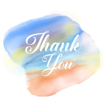 Decorative thank you text on a watercolour texture background