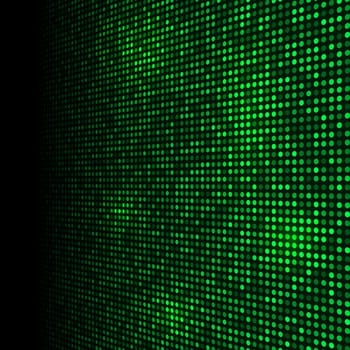 Modern techno background with a glowing green dots design
