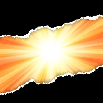 Torn paper design on a starburst background