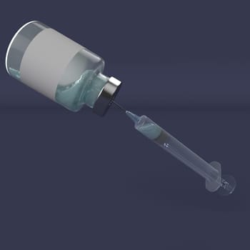3d render of Covid 19 vaccination and syringe