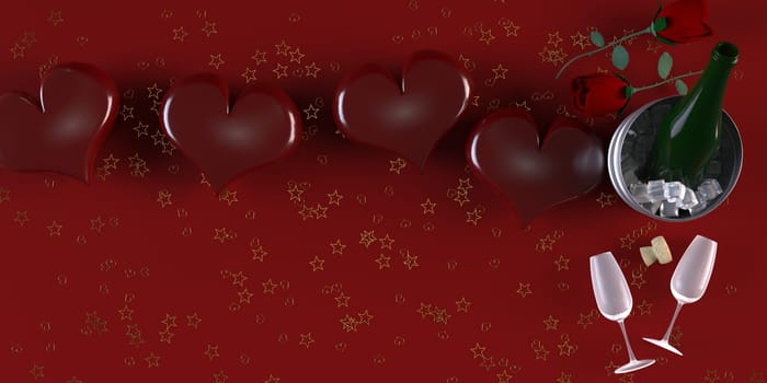 3d Render of Valentines heart background