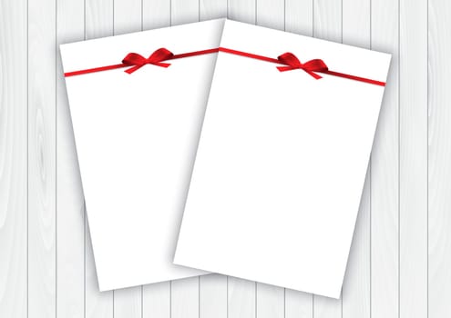 Valentine's Day background with blank letters with red gift bows