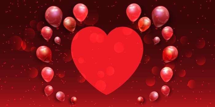 Valentine's Day banner with heart and balloons design