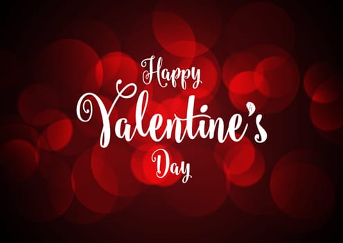 Valentine's Day background with decorative text on bokeh lights