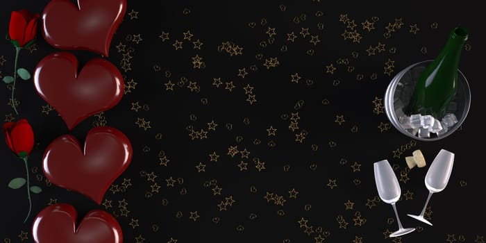 3d Render of Valentines heart background