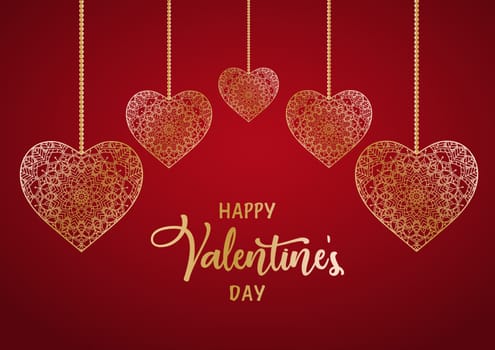 Valentine's Day background with decorative hanging hearts