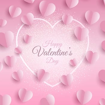 Valentines Day background with folded hearts design