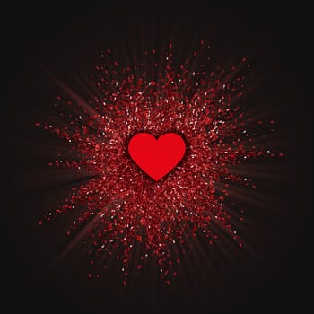 Valentines Day background with a glitter burst design