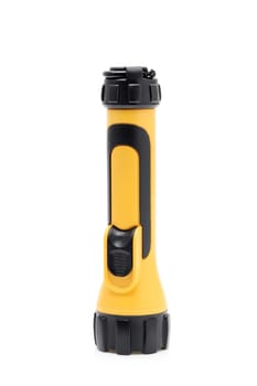 Electric led pocket flashlight isolated on white background