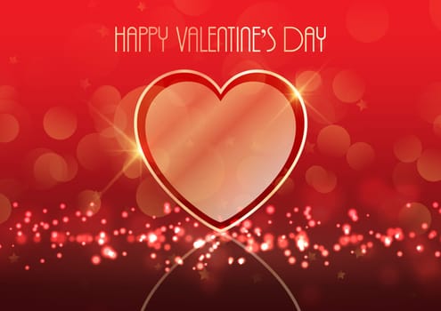 Valentine's Day background with gold heart on bokeh lights design