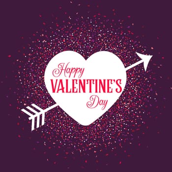 Valentine's Day background with heart and arrow on confetti design