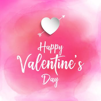 Valentine's Day background with heart and text on watercolour texture