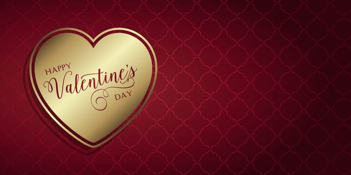 Decorative Valentines Day banner with gold heart