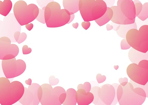 Valentine's Day background with pink hearts border