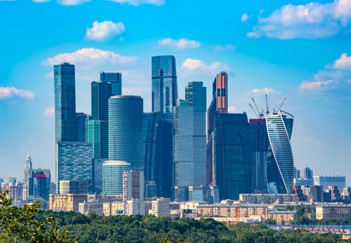 MOSCOW. RUSSIA - JULE 11, 2021:The Skyscrapers of the Moscow City International Business Center
