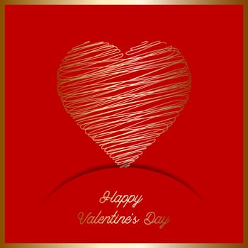 Valentine's Day background with gold scribble heart design