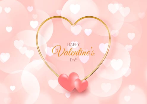 Valentines day background with hearts and bokeh lights design