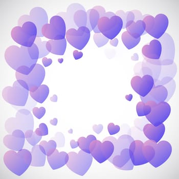 Valentine's Day background with purple hearts frame