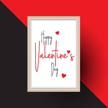 Valentines Day background with decorative text in a wooden frame
