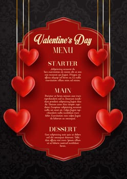 Elegant menu design for Valentine's Day