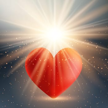 Valentine's Day background with heart on a starburst design