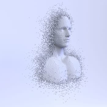 3d render of Abstract voxel human face