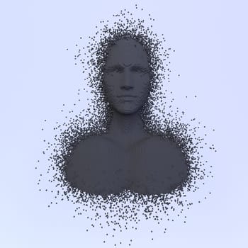 3d render of Abstract voxel human face