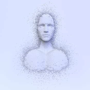 3d render of Abstract voxel human face