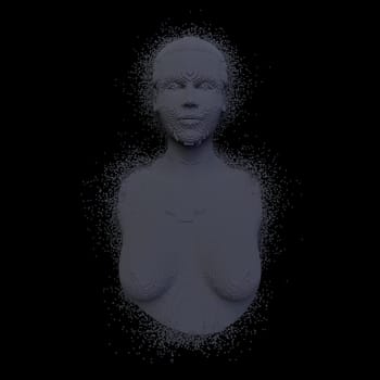 3d render of Abstract voxel human face