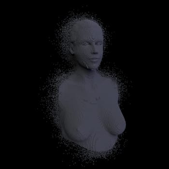 3d render of Abstract voxel human face