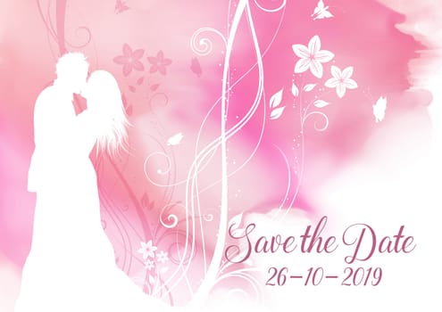 Save the date decorative invitation with floral watercolour design