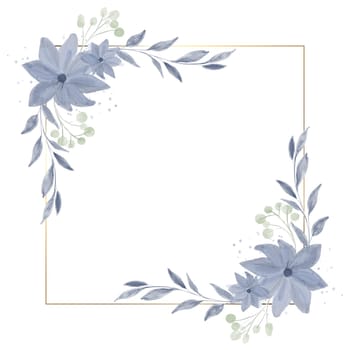 Decorative border with handpainted watercolour floral design
