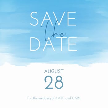 Save the date invitation with a watercolour texture design