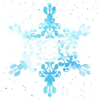 Christmas background with a decorative watercolour snowflake