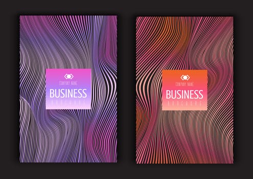 Brochure templates with warped line designs