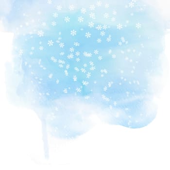 Christmas background with falling snowflakes on a watercolour design