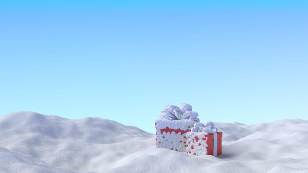 3D render of a Christmas winter landscape