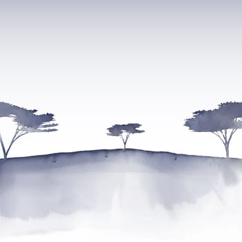 Watercolour tree landscape in japanese style painting effect