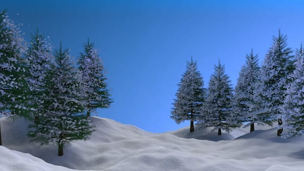 3D render of a Christmas winter landscape
