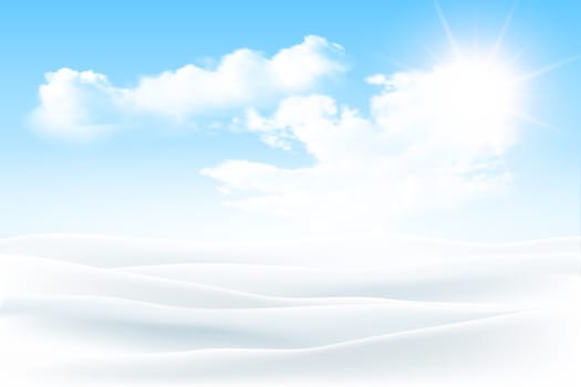 Christmas winter landscape with clouds and snow