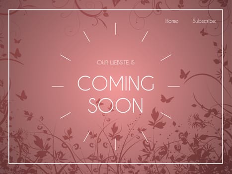 Website landing page with decorative floral design