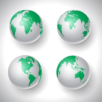 Collection of four world globes