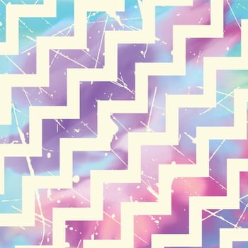 Grunge zig zag pattern on a watercolour texture